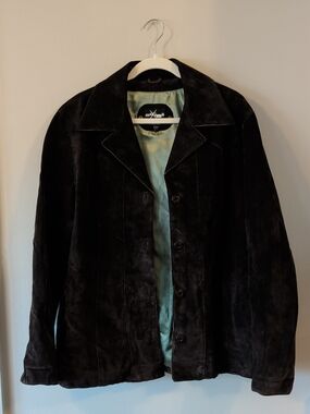 Maxima Brown Suede Button-Front Women's Jacket